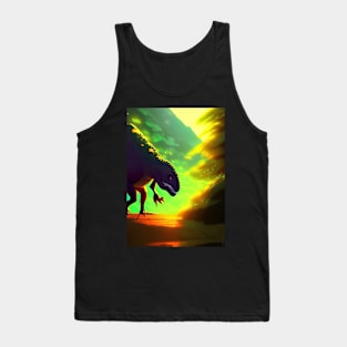 SINGLE GREEN DINOSAUR IN FOREST Tank Top